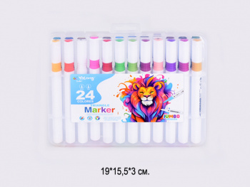 кц_Маркеры арт. YL245108-24 Двусторонние 24 шт. "Лев" в пласт. кор.